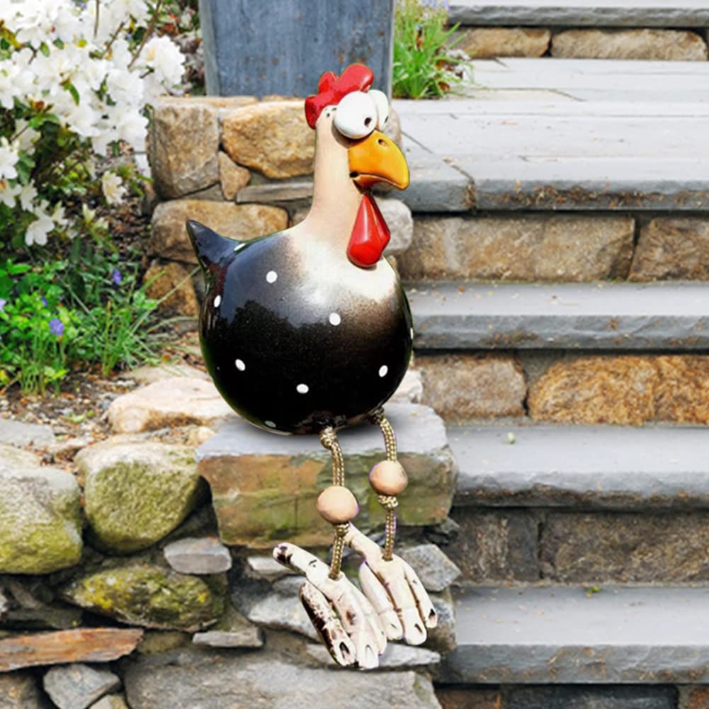 OKESYO Ceramic Chicken Garden Decoration Resin Garden Stake Animal Figure Chicken Garden Stake Handmade Ceramic Figure Garden Decoration Patio Weatherproof Chicken Garden Stake Figure - Image 4