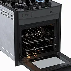 Fogao de Embutir 4 Bocas Venax Gaudi Prisma Vitreo Bl Grafite Gas Glp