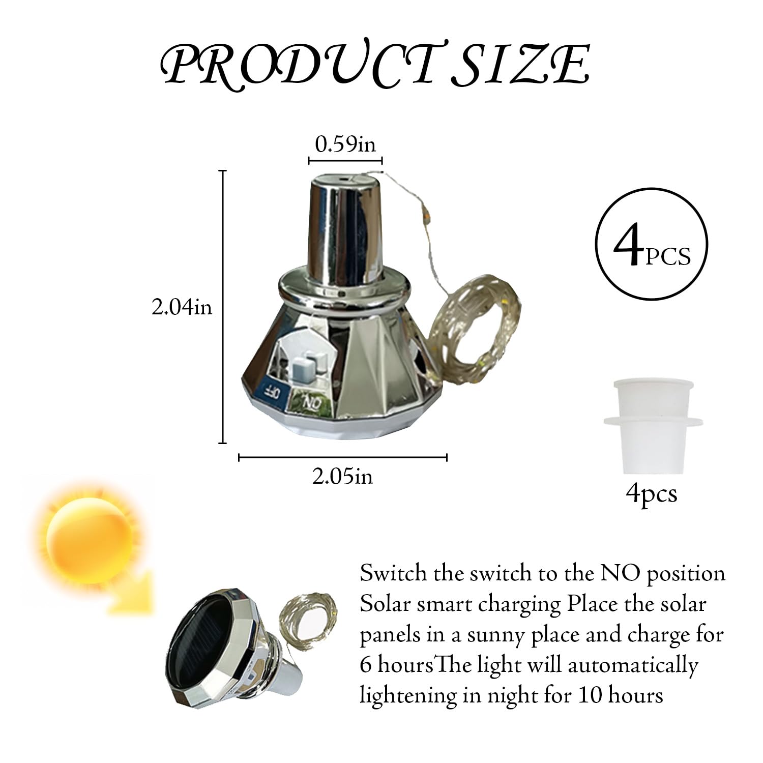 Lumosmart 4Pcs Solar Wine Bottle Lights for Outdoor Garden Waterproof Mini Led Bottles Fairy Light Rechargeable Diamond Cork Solar Powered Lamp Kit with 2M 20 Led Copper Wire String Lights (Colorful) - Image 2
