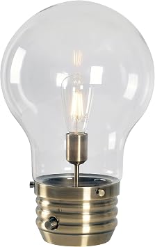 Kenroy Home 32462AB Edison Table Lamp with Antique Brass Finish, Rustic Style, 18" Height, 11.438" Width, 11.438" Depth