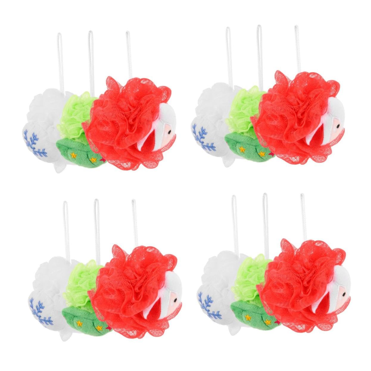 12 Pezzi Spugne Doccia Natalizie con Morbida Loofah Esfoliante per Bagno Palline Lavaggio PE Resistente e Schiuma Accessori Bagno Festivi