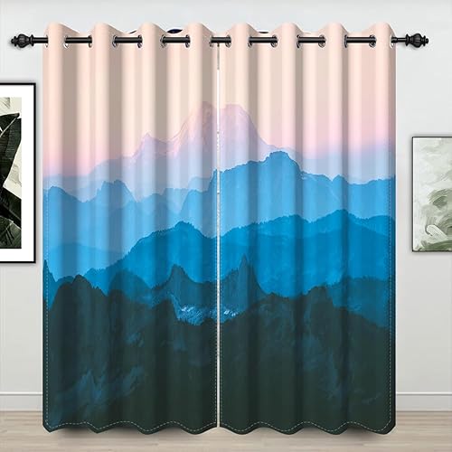 Umpoo Cortinas opacas de paisaje de montaña, bosque brumoso, cielo rosa, cortinas de paisaje natural para sala de estar, dormitorio, guarderĂa, Umpoo Cortinas opacas de paisaje de montaña, bosque brumoso, cielo rosa, cortinas de paisaje natural para sala de estar, dormitorio, guarderĂa,