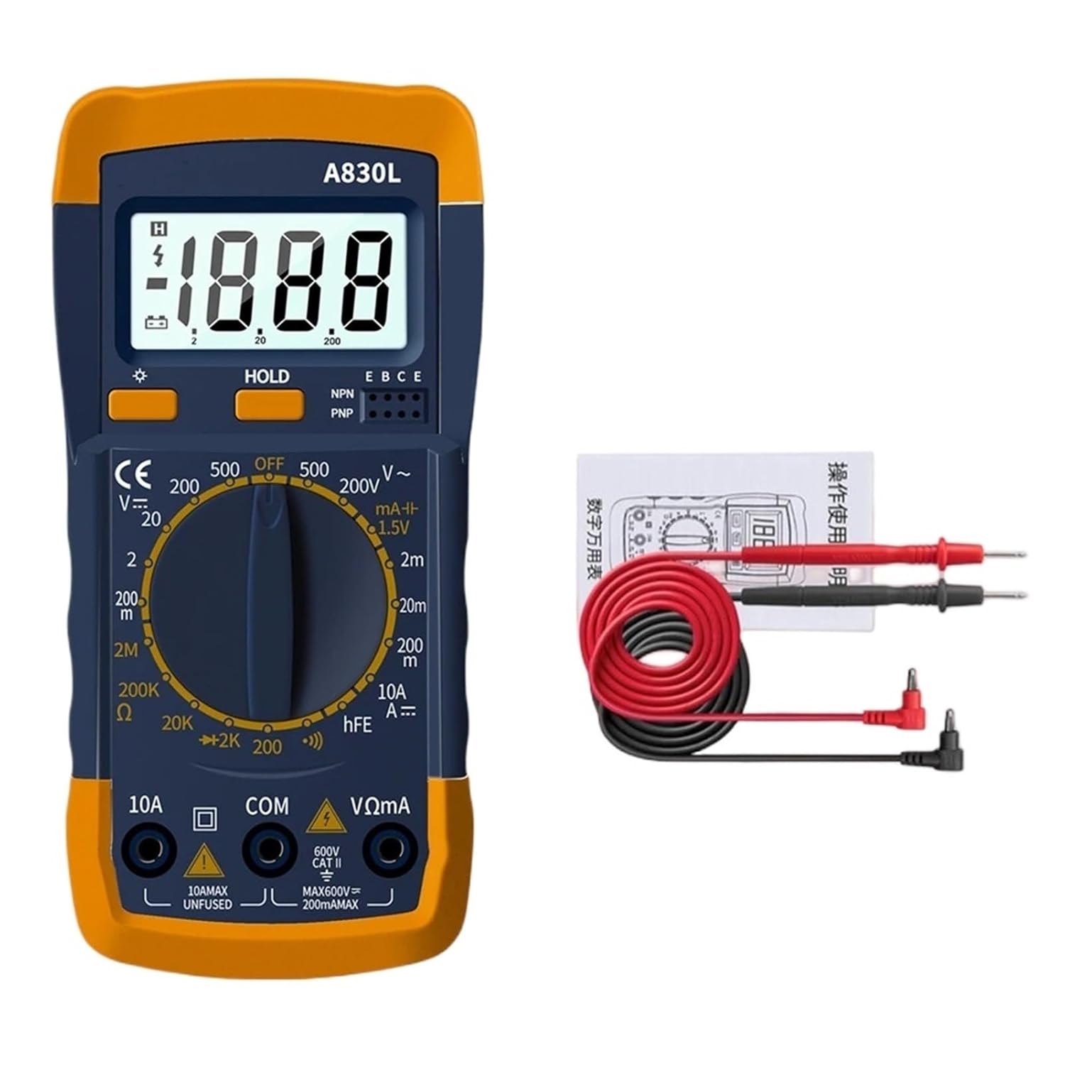 1pc A830L Digital Multimeter AC Voltage Diode Freguency Multifunction Volt Tester Test Current Voltmeter Ammeter(Blue)