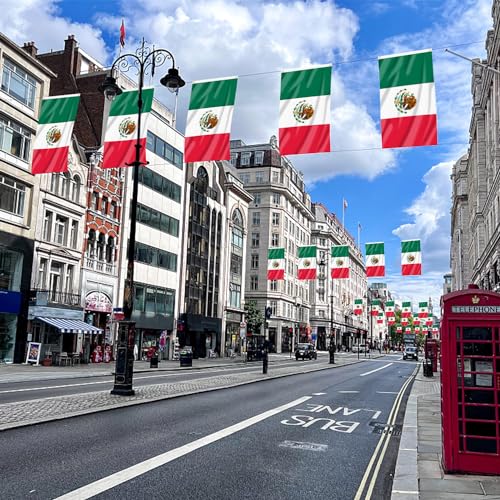 Image of AhfuLife Mexico Flag 3x5 Ft 2 Pcs, Large Mexican Flags for Cinco de Mayo Party Decorations - Double Sided with Brass Eyelets for Bar Garden Street Decoration Indoor Outdoor