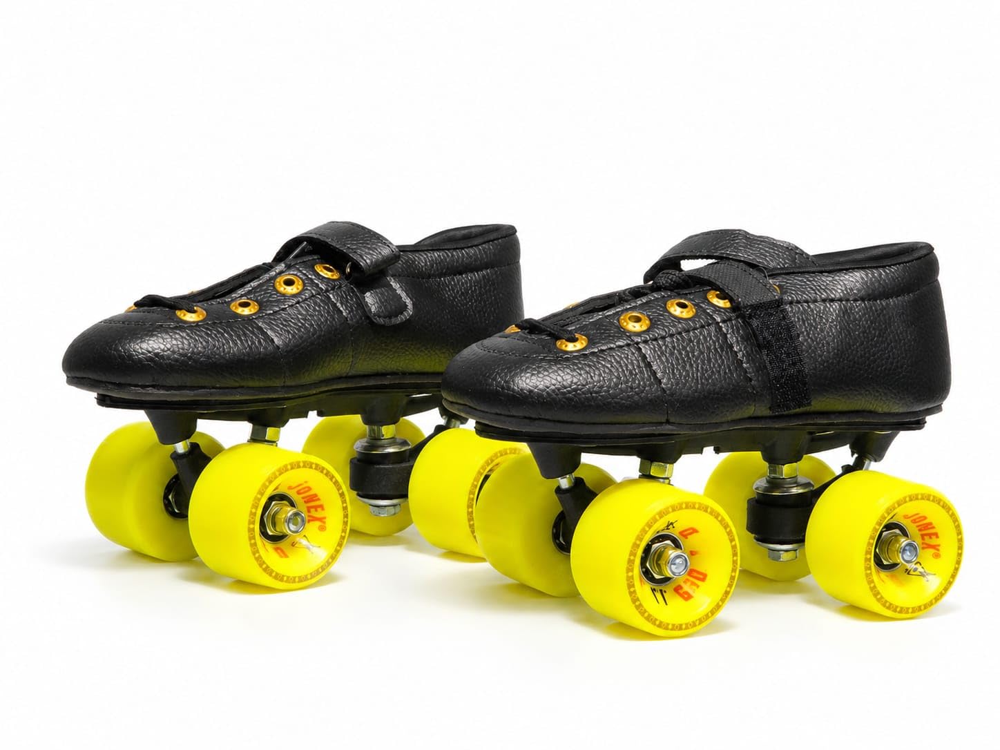 Quad Roller Skates Shoes for Adults, Leather Skating Shoes with 66mm Rubber Wheels, Professional Rink & Outdoor Skates, Lace-Up Fit (Black) (3 UK)-image-35