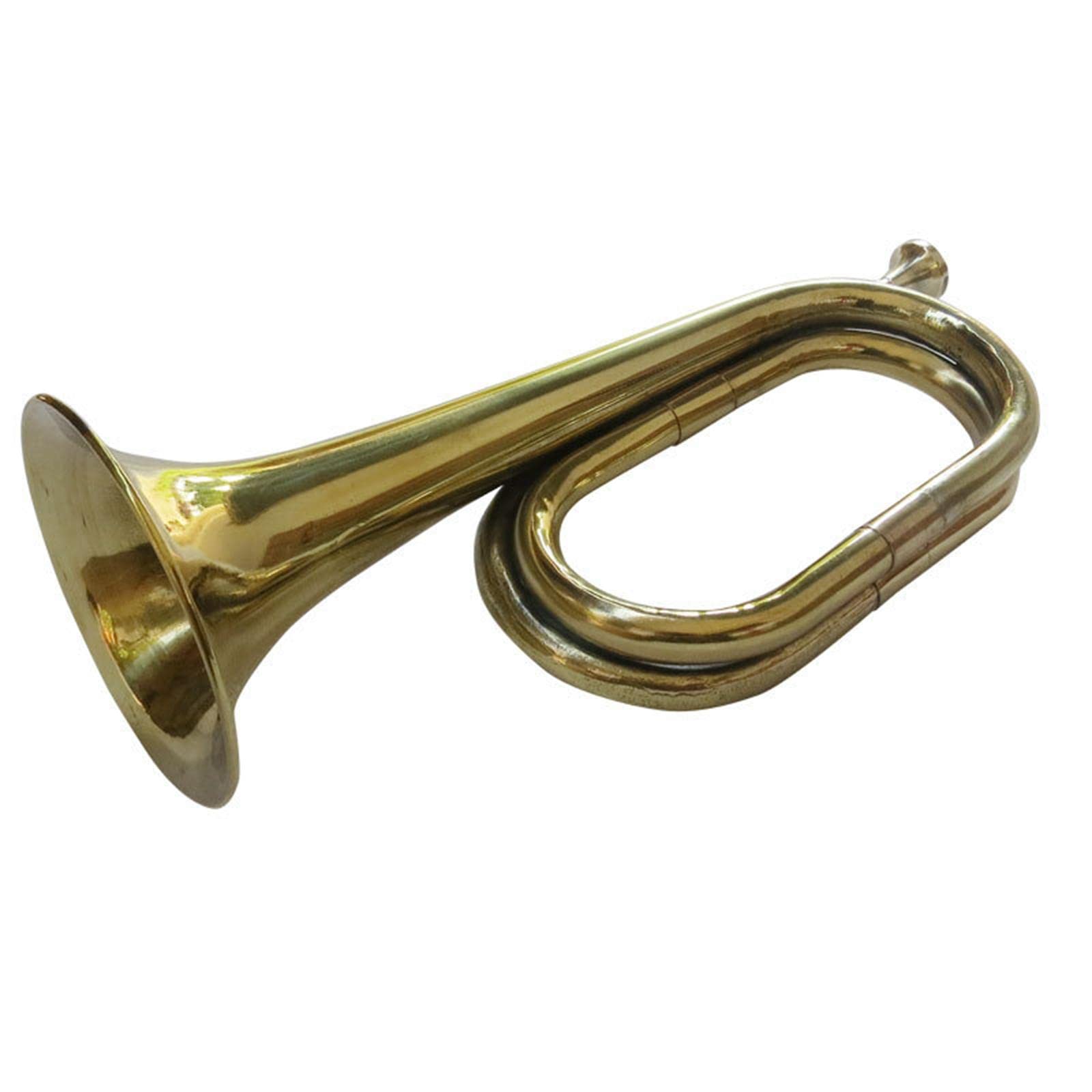 F Fityle Trompette de cavalerie en laiton, instrument de musique de 13 pouces, clairons de trompette avec chiffon rouge pour spectacle, entraînement, Style 1