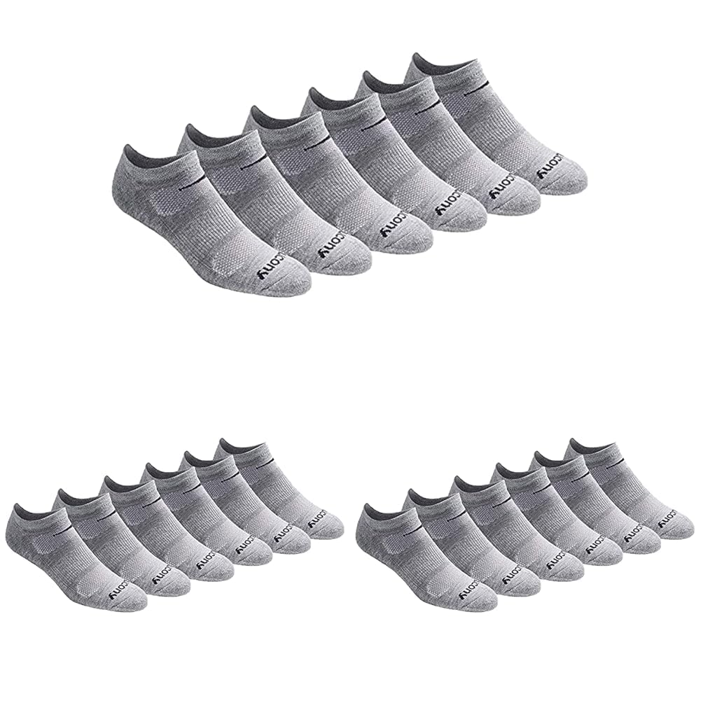 Saucony Men's RunDry Mesh Ventilating Comfort Fit Performance No-Show Socks, Available in M-XXL (6, 12, 18 Pairs)