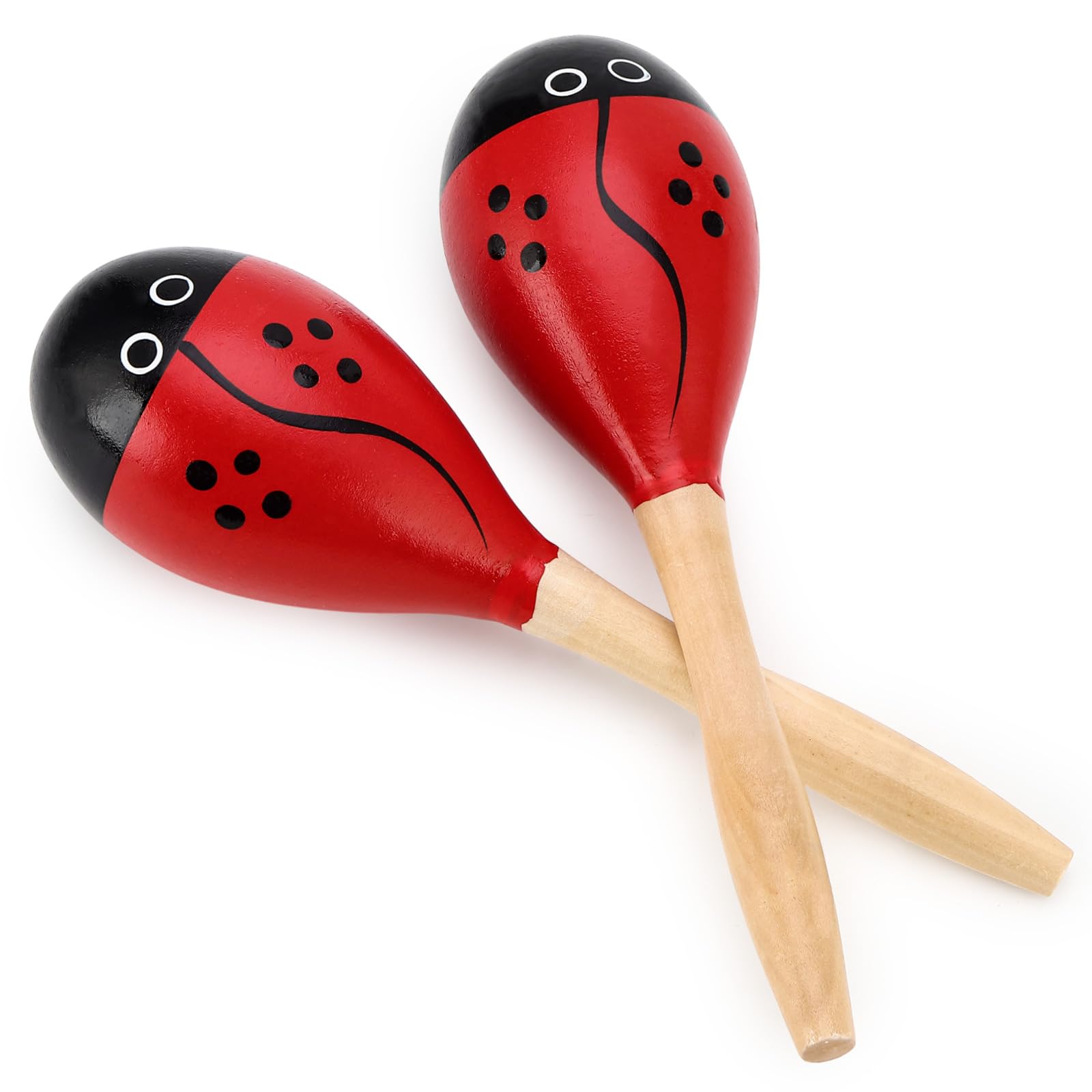Photo 1 of 2 Pcs Maracas, 9 Inch Hand Percussion Rattles, Wooden Rumba Shaker Hand Musical Instruments with Clear Rhythm for Music Learning (Red-9 Inch)