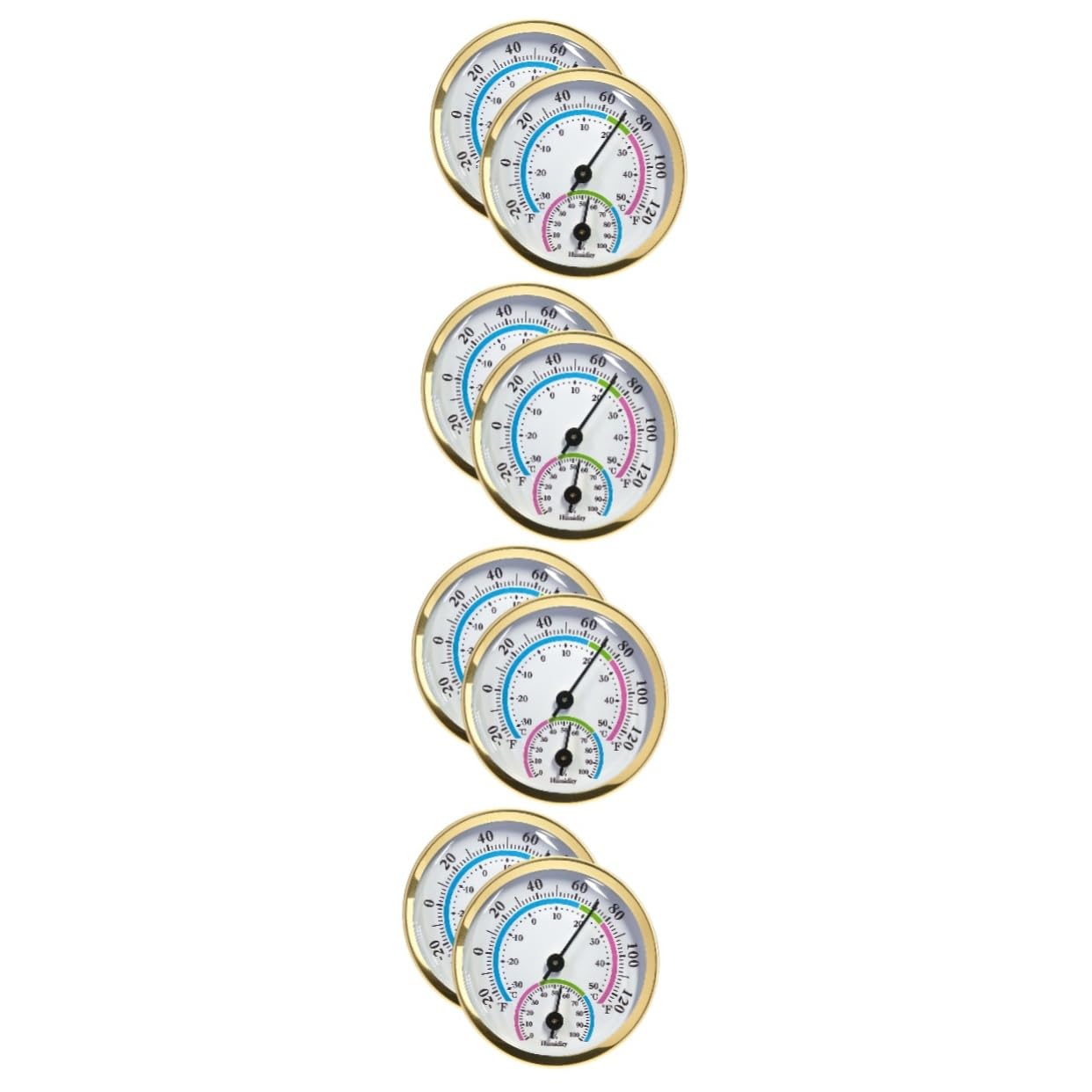 BESPORTBLE 4 Sätze Thermometer Thermostate Bahnhof Außen Hygrometer Groß Im Freien Temperatur Messgerät Feuchtigkeitsmesser Golden Aluminium 2 Stück * 4