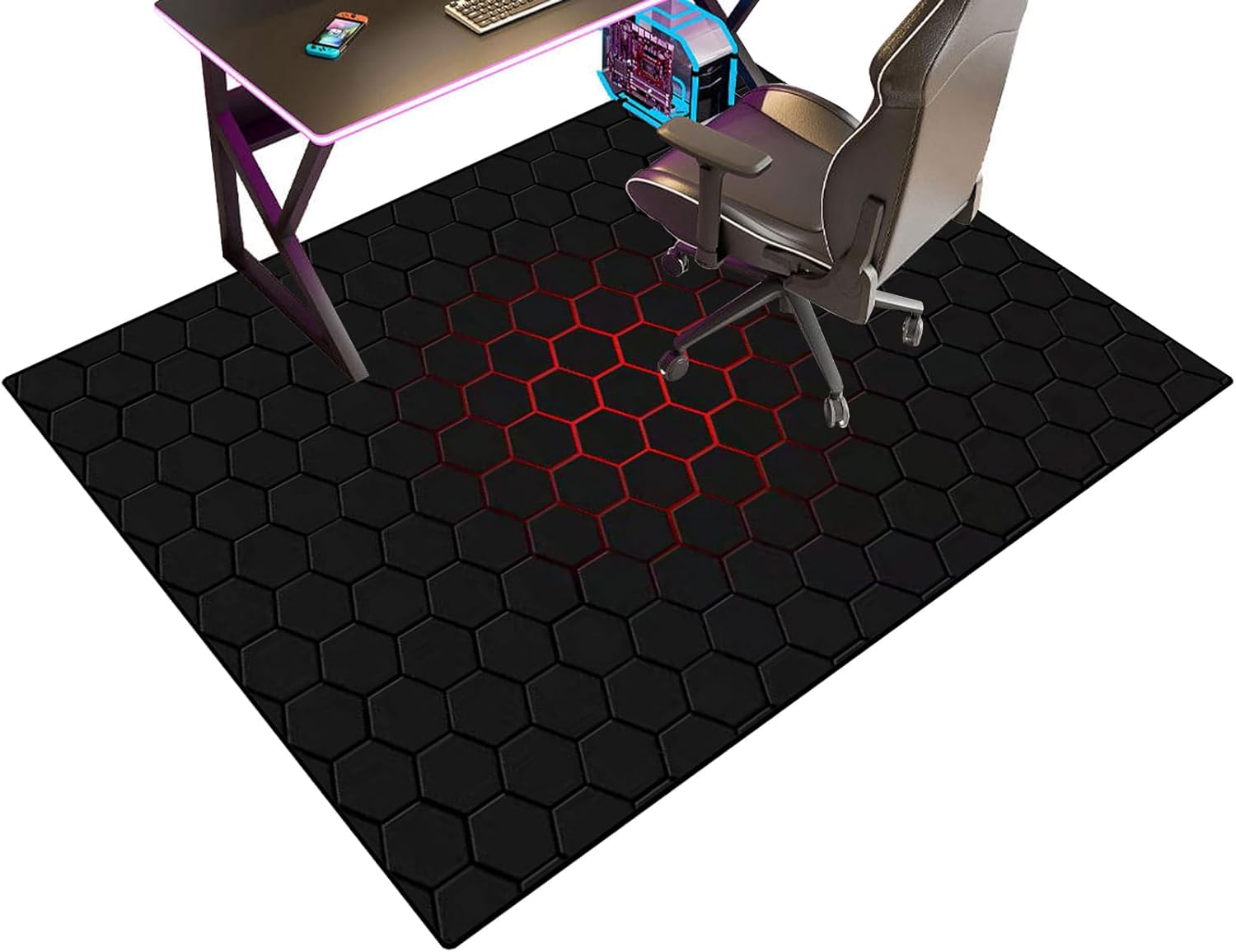 Heavy Duty Desk Chair Mat for Carpeted and Hardwood Floor 160 x 180 cm Carpet Protector Computer Gaming Chair Mat Home and Office Rolling Chair Non Slip Office Chair Mat (T7 140 x 160 cm)