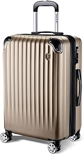 [New Trip] スーツケース キャリーケース 拡張機能付き 機内持ち込み 軽量 大型 S/M/Lサイズ キャリーバッグ 耐衝撃 大容量 ファスナータイプ 静音 ダブルキャスター TSAロック 海外 旅行 ビジネス 出張 (シャンペンゴールド、Sサイズ/機内持ち込み：2～3泊/40L)