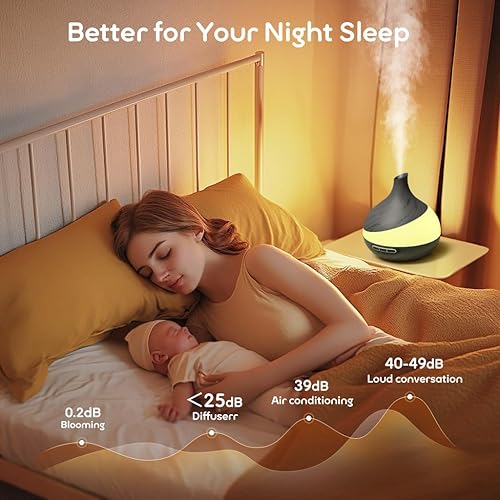 Miniatura 8 de Difusor de aceite esencial de 16.9 fl oz difusor de aroma con control remoto para hotel, spa, sala de yoga, humidificadores para dormitorio con luz