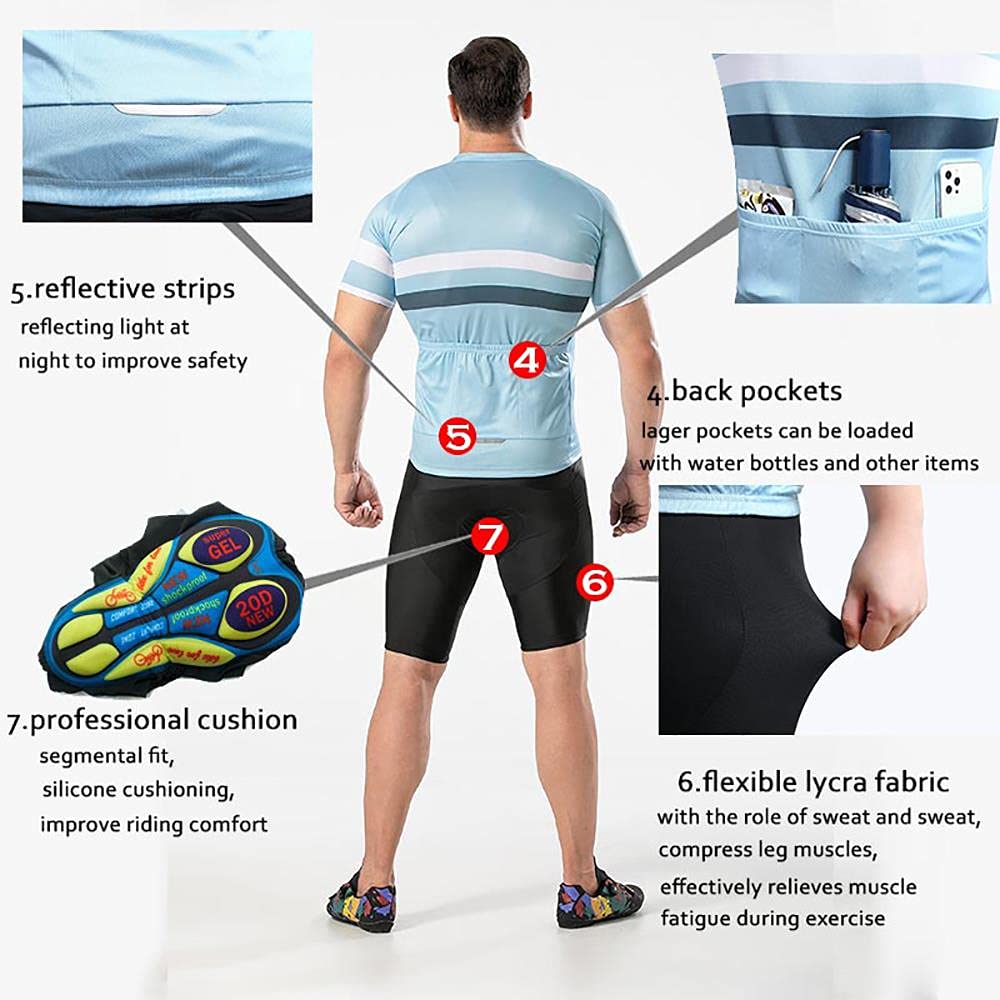 Hombres Jersey + Pantalones Cortos Mangas Cortas de Ciclismo Ropa Maillot Transpirable para Deportes al Aire Libre Ciclo Bicicleta