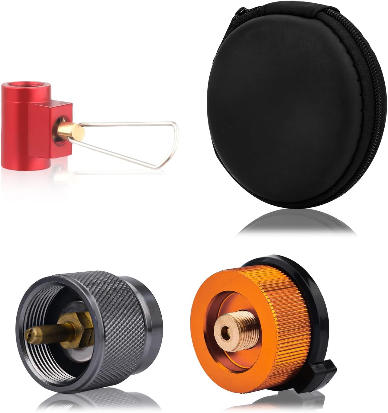 SAVITA 3pcs Butane Fuel Canister Refill Adapter Set, Propane/Isobutane/Butane/ Adapters Shifter, Camping Backpacking Stove Valve for 1LB Propane Gas Tan (D22120)