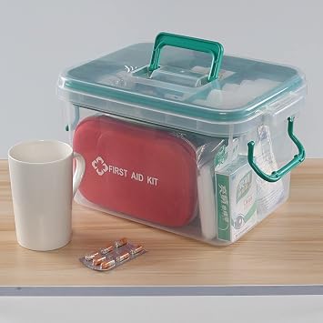 15QT Clear First Aid Box Organizer with Divided Tray