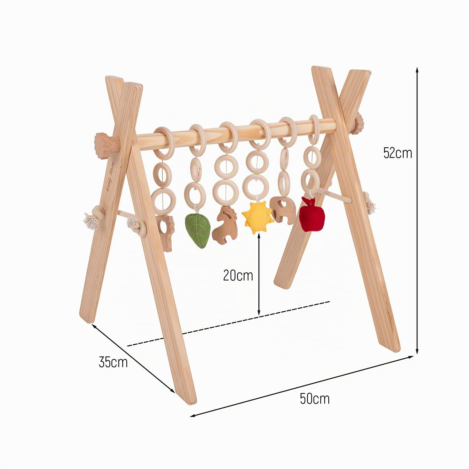 KiddyMoon Palestrina Di Legno Per Neonati Giocattoli Appesi Insieme Di Attività Sensoriali Per Bambini Montessori, Naturale