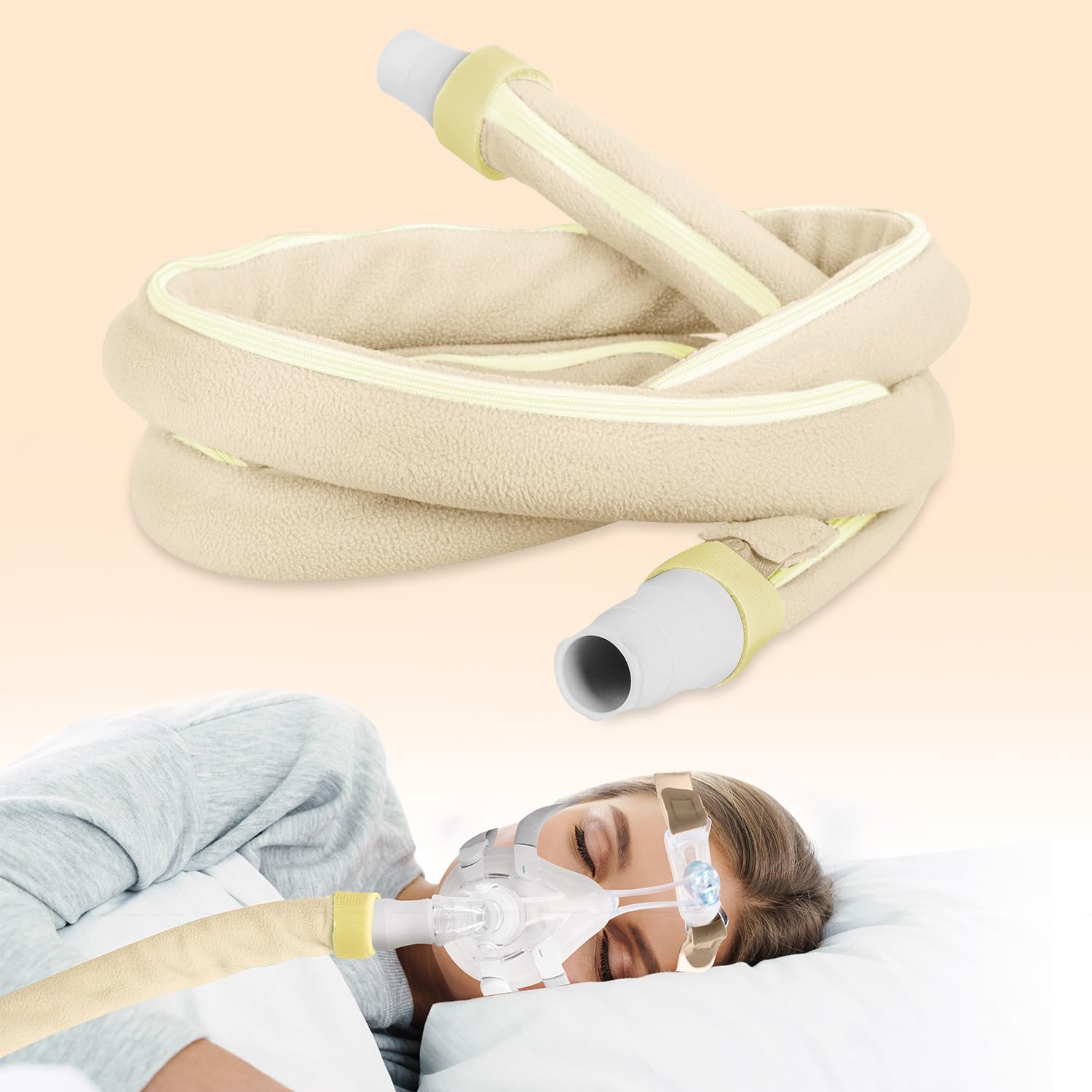 Hydomi CPAP Tube Cover 6ft Full Zippered Insulator Wrap Prevent Rainouts - CPAP Hose-Cover Compatible with All Tubing -100% Skin Safe Quality - Soft Fabric Wrap No More Condensation