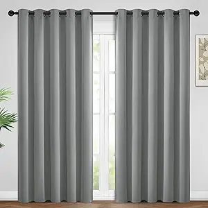 Yakamok Dove Grey Room Darking 84 Inch Length 2 Panel Sets for Livingroom Dining Room Darkening Thermal Insulated Bay Window Hotel Modern Elegant Black Out Sunblock Curtins/Bedroom,62 x 84 Inches