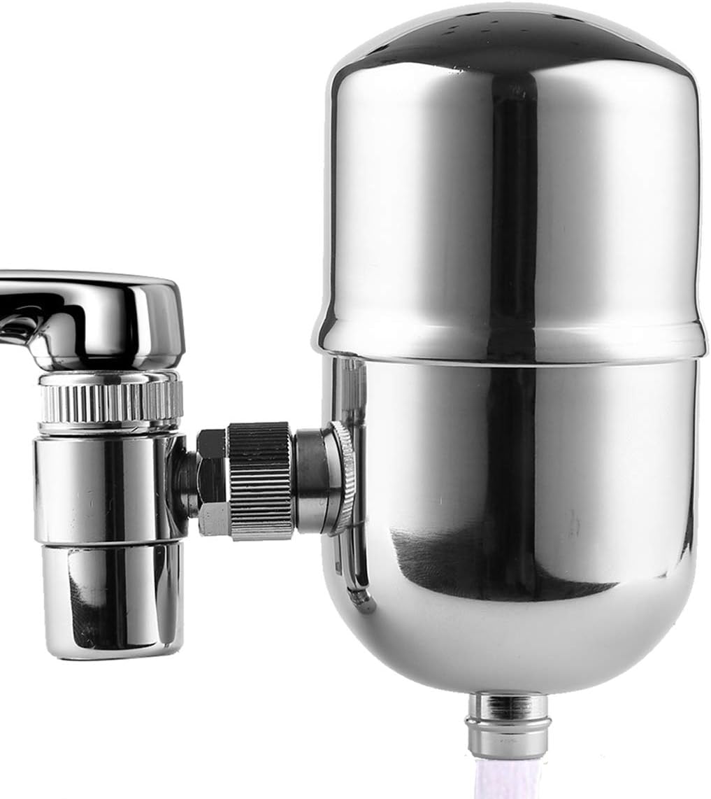 Faucet Water Filter Stainless-Steel Reduce Chlorine High Water Flow, Water Purifier with Ultra Adsorptive Material, Water Filters for Faucets-Fits Standard Faucets