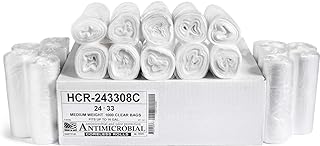 Aluf Plastics High Density Trash Bags, 16 Gallon, 1000 Count, 8 Micron (eq), 24" x 33", Clear, for Bathroom, Office, Indus...