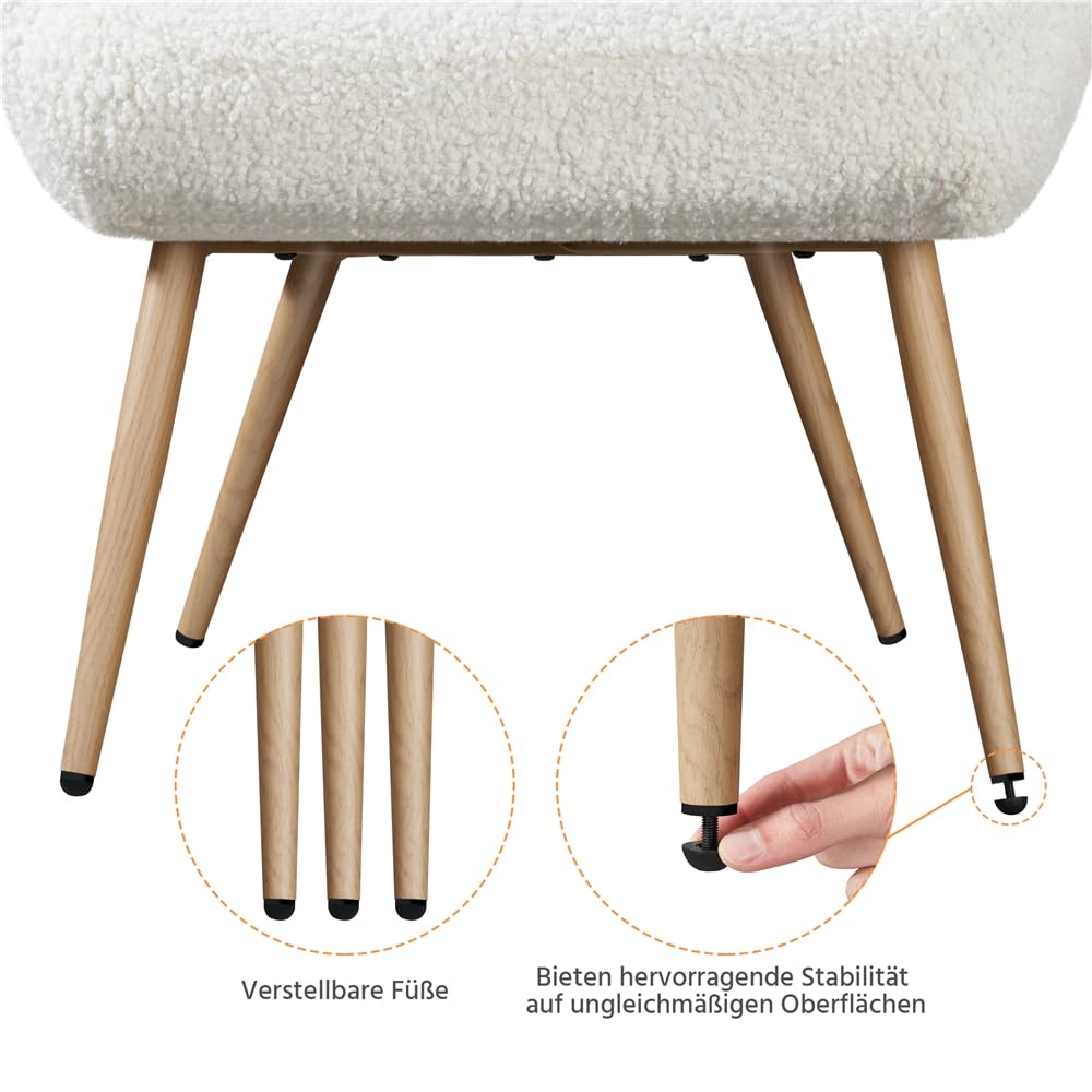Yaheetech Ohrensessel Modern Sessel Armsessel Lehnsessel Polsterstuhl mit Holzbeine bis 136 kg Belastbar 81 x 73,5 x 98 cm Weiß