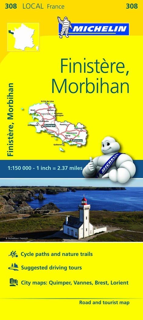 Finistere, Morbihan - Michelin Local Map 308: Map
