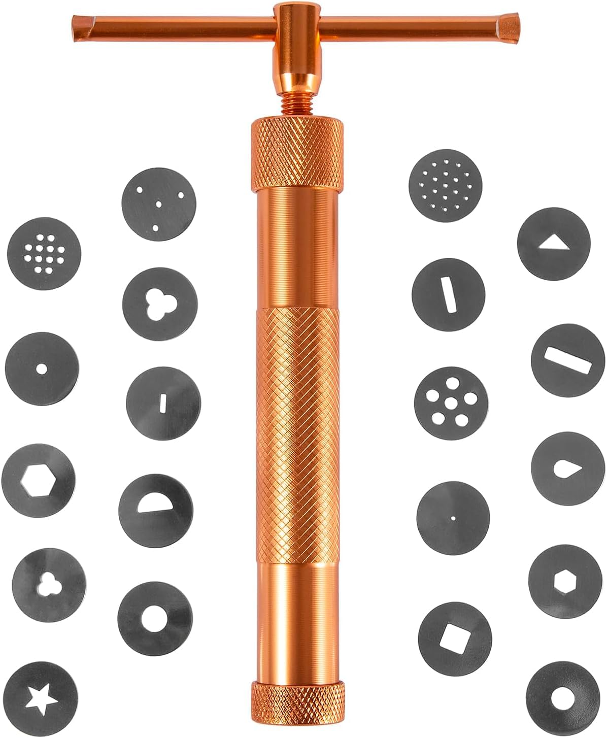 Stainless Steel Clay Extruder with 20 Discs Professional Clay Tools, Sugar Paste Extruder, Ceramics & Pottery Clay Extruders Mixers & Presses, for Pottery Gumpaste Sugar (Gold)-image-43