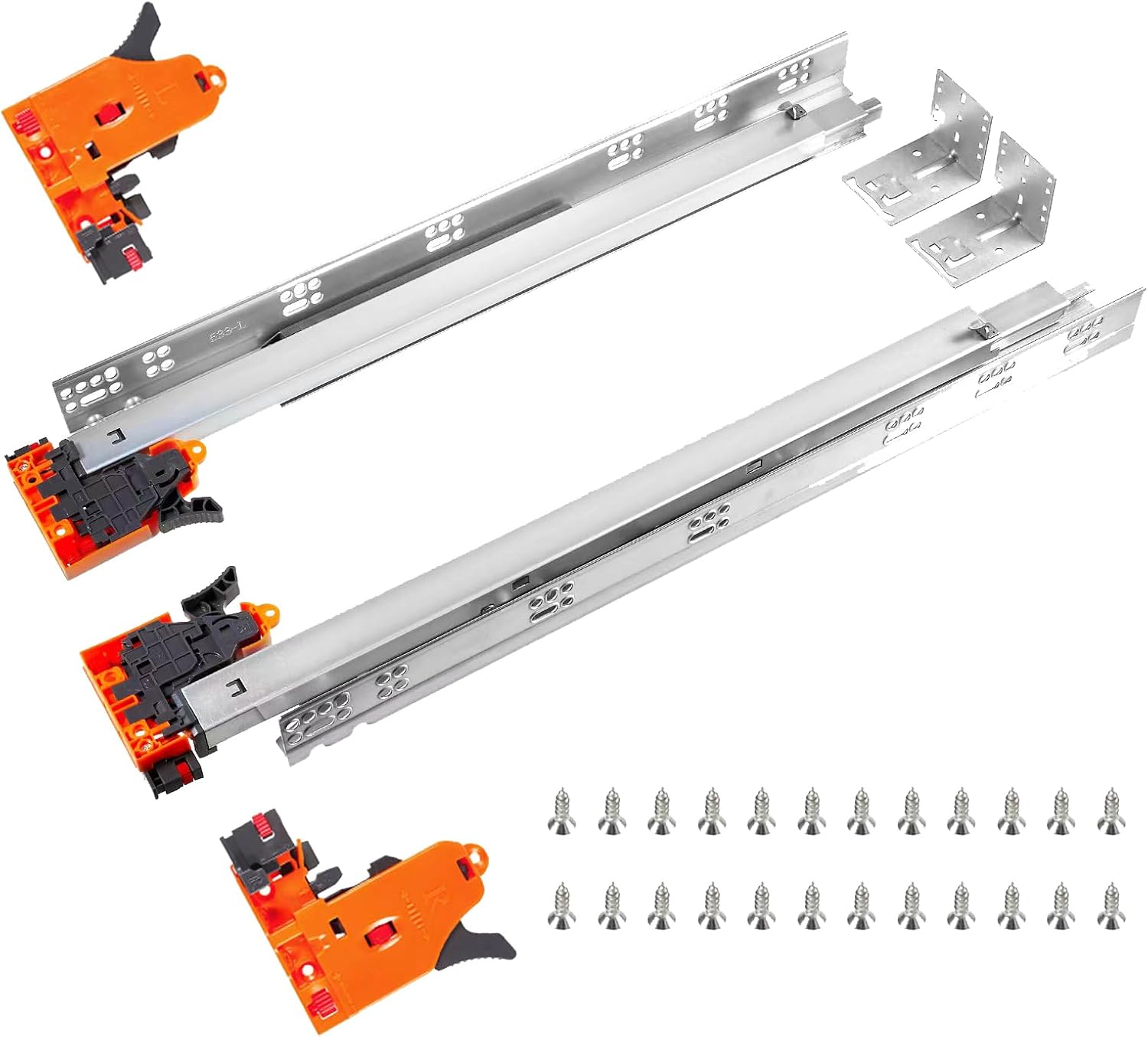 1 Pair 21 Inch Soft Close Undermount Drawer Slides Full Extension