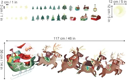 Miniatura 5 de decalmile Calcomanías de pared para ventana de Navidad, acuarela, Papá Noel y reno, calcomanías de pared para habitación de niños, hogar, fiesta,