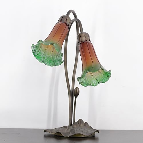 Miniatura 7 de Lily - Pantalla de repuesto para lámpara de cristal con tulipán, color marrón y azul, estilo Tiffany