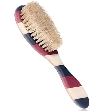 Ergonomic Soft Beard Brush for Men, Striped Handle Comfortable Grip, Ideal for Barber Shop Use