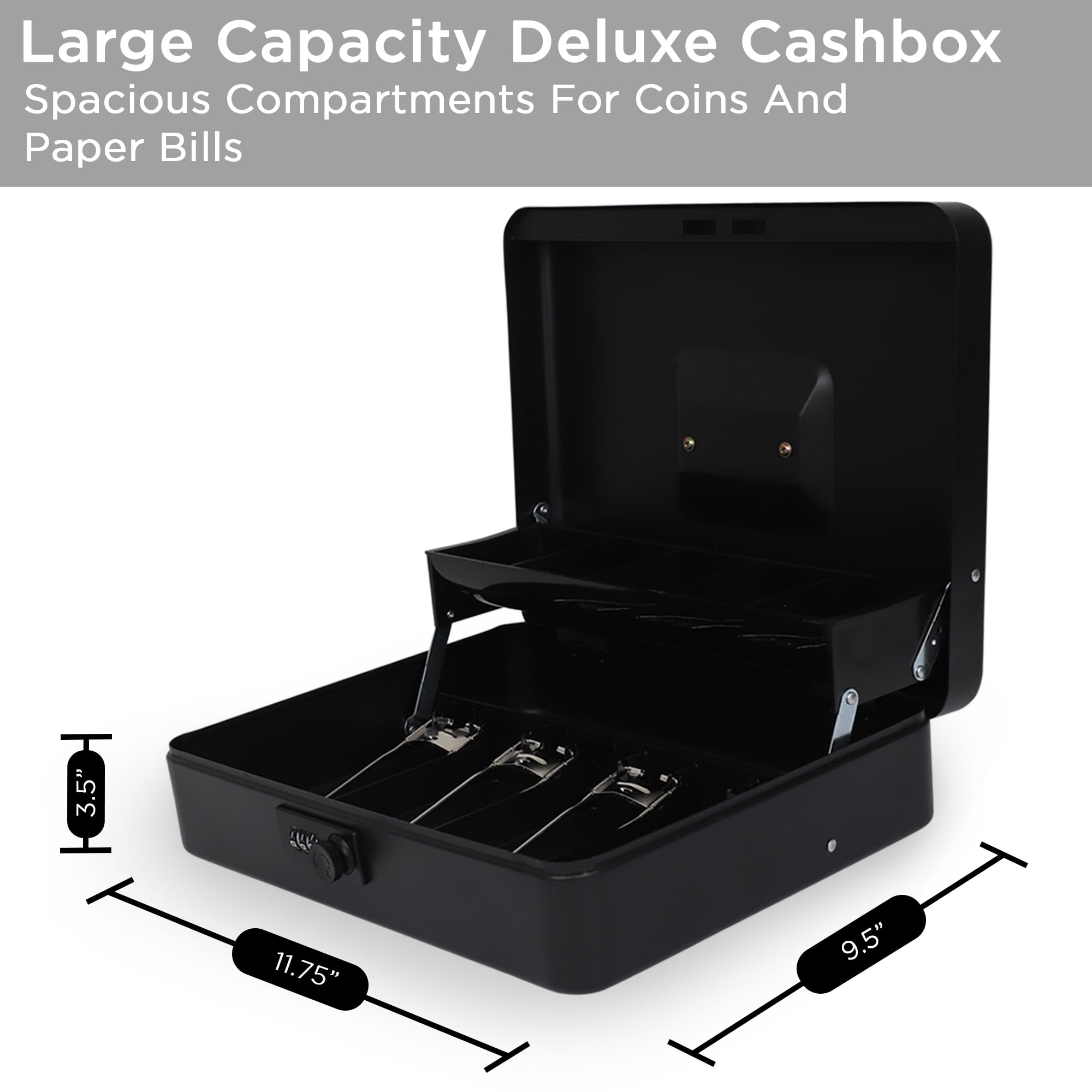 Darice Cash Box - Extra Large Money Safe for Cash- Foldable Money