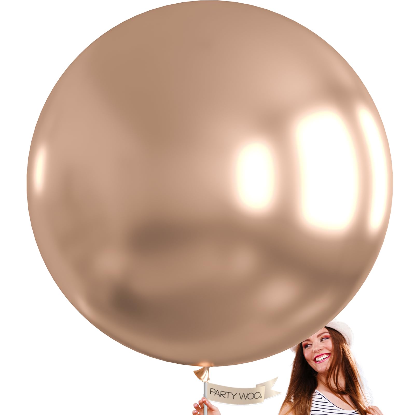 PartyWoo Metallic Rose Gold Balloons 4pcs 36 Inch Chrome Champagne Gold Latex Balloons for Wedding Baby Shower Birthday Anniversary Bachelorette