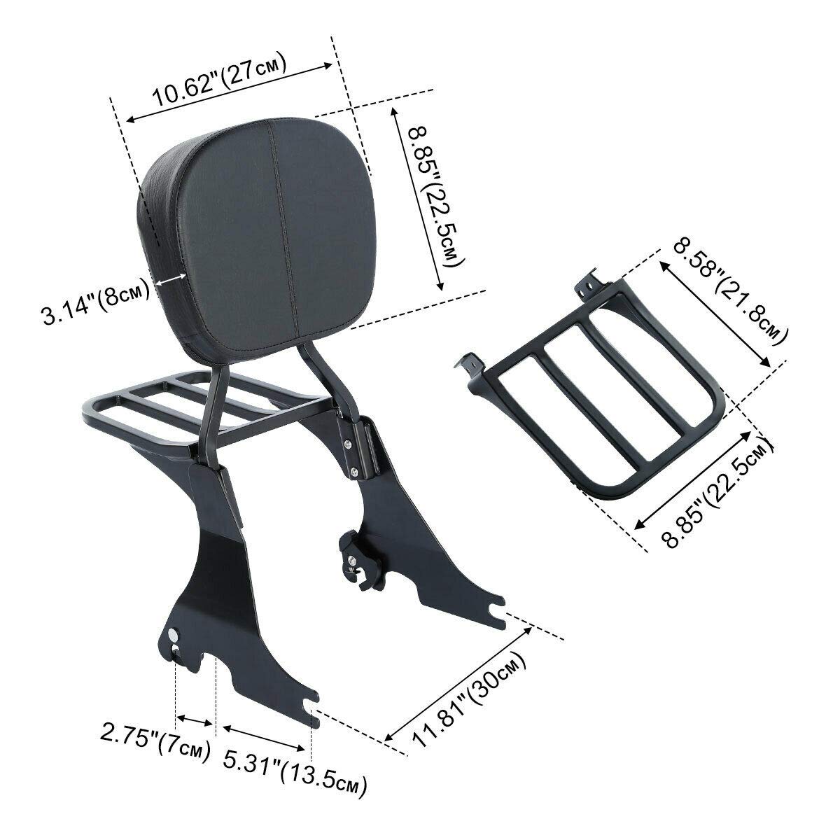Sissy Bar Backrest Luggage Rack Fit For Harley Sportster - View #12