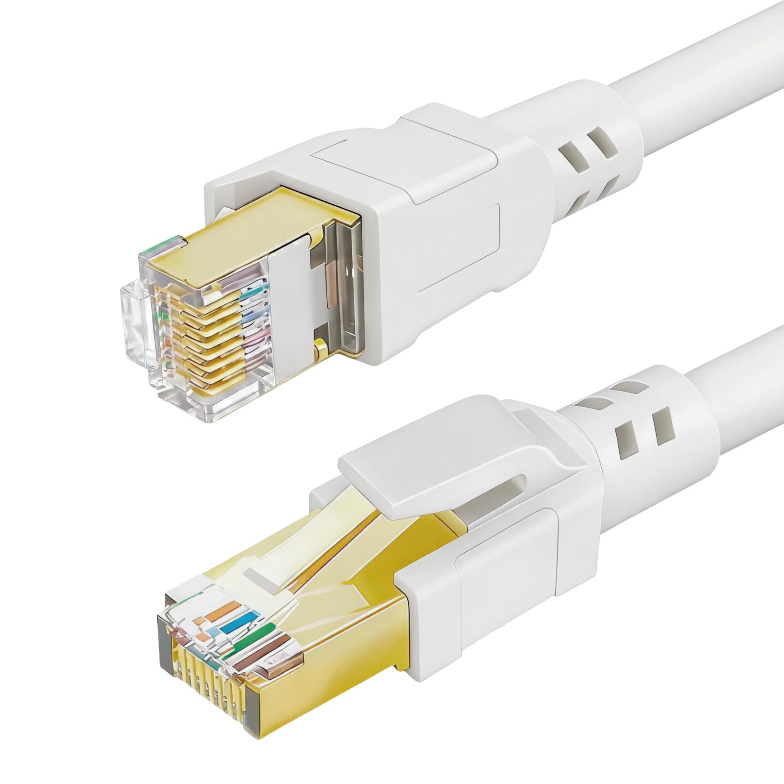 DDMALL CAT8 LAN Kabel 8 Meter, Hochgeschwindigkeit F/FTP Netzwerkkabel 40Gbps 2000MHz Internet Ethernet Kabel mit Vergoldetem RJ45 für Router, Modem, Gaming (8 m, weiß)
