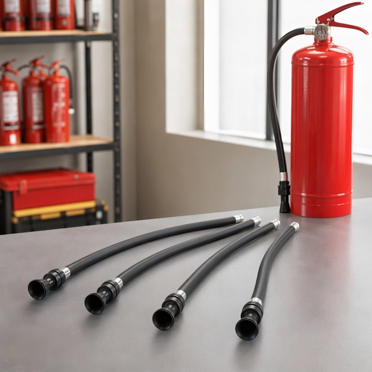 16 Inch Fire Extinguisher Hose Iron PP Rubber 4pcs Black