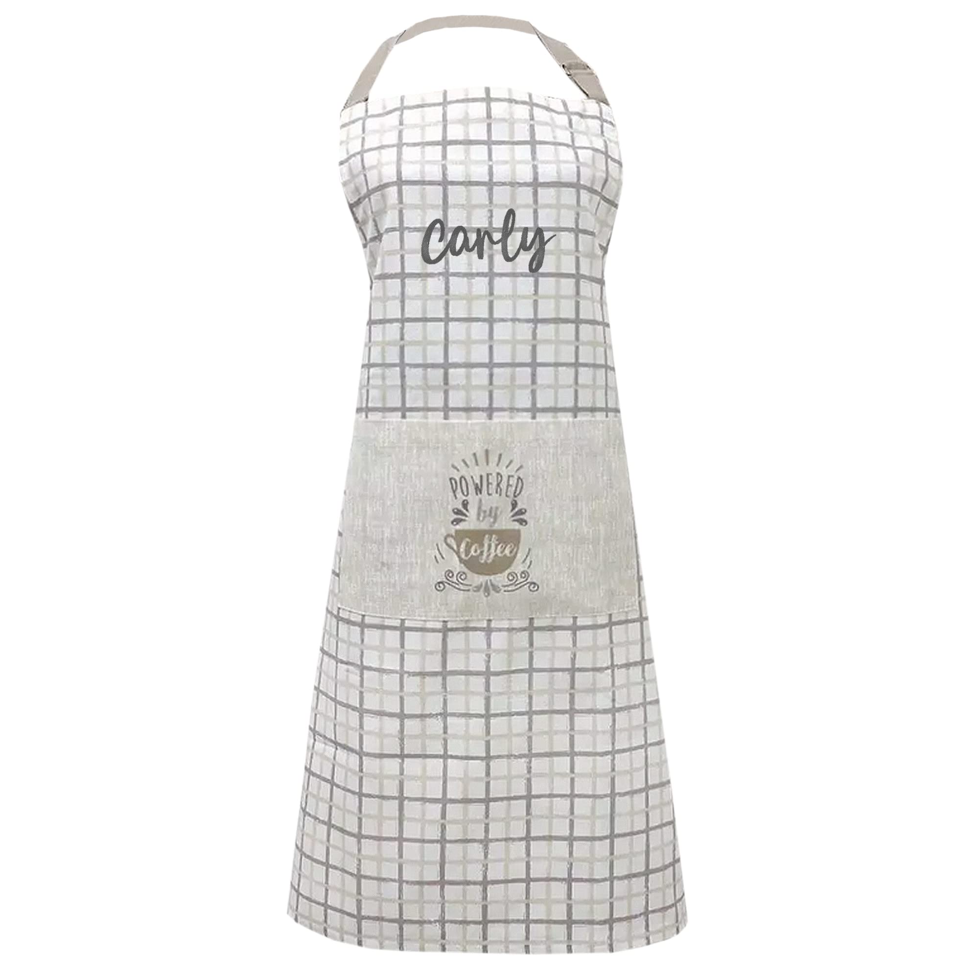 TeddyTs Personalised Cotton Chequered Coffee Kitchen Apron