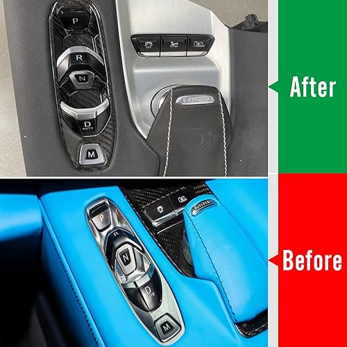 Miniatura 5 de Panel de botón de palanca de cambios de consola de fibra de carbono auténtica para Corvette C8 Z51 Z06 Stingray Coupe 2020 2021 2022 2023 2024, C8