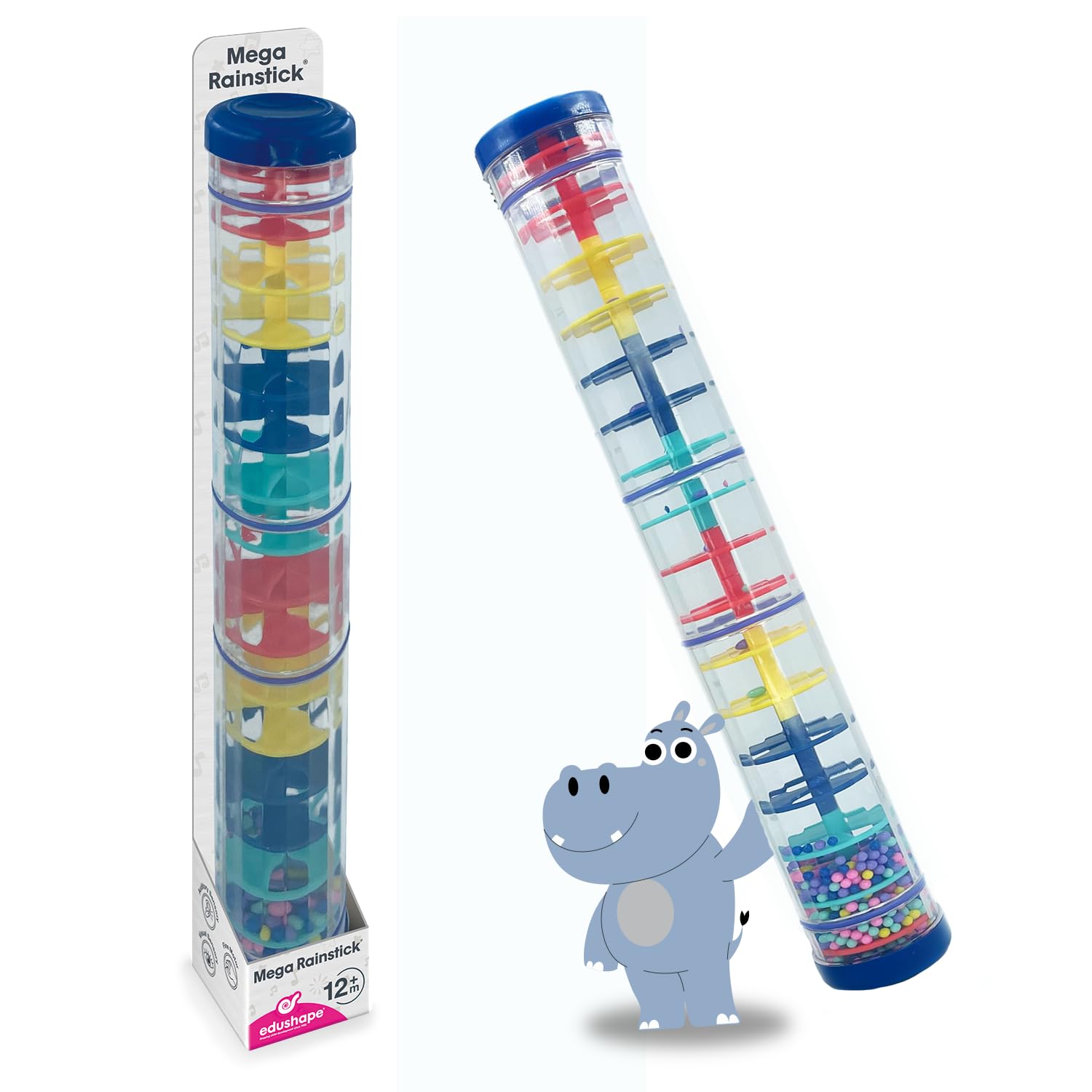 Edushape Mega Rainstick 16 Inch - Rainmaker Toy for Babies, Sensory Tubes Musical Instrument - Rain Stick Baby Toy for Soothing Rain Sounds, Perfect Tummy Time Toys, Engaging Toddler Sensory Play