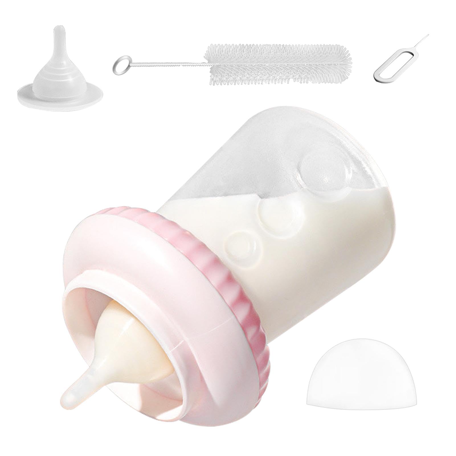 Butelka do karmienia kociąt - Butelki dla, ergonomiczny, wyjmowany silikonowy smoczek, butelka(Pink)
