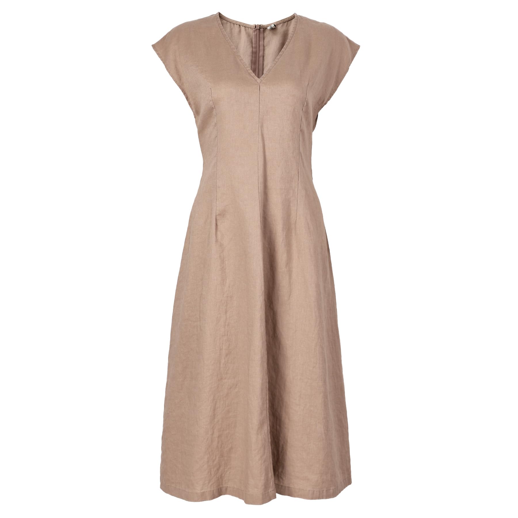 Amazhiyu Robe d'été 100 % lin pour femme avec col en V et manches courtes Coupe ajustée
