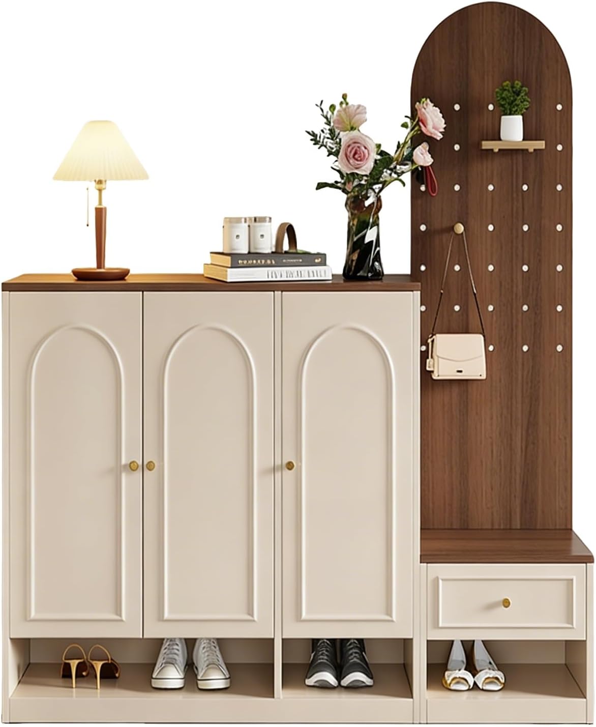 Hall Tree with Bench and Shoe Storage, Sturdy Wooden Coat Tree, Multi-functional Hall Tree Organizer for Entryway, Apartment, Dorm, Mudroom(Length:171cm)