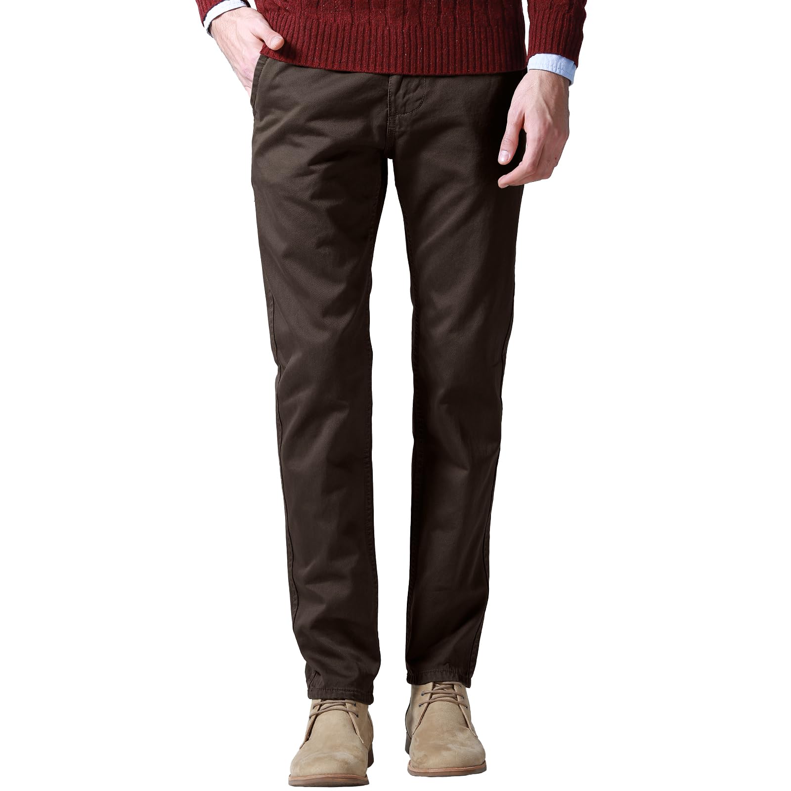 Mens Regular-Fit Casual Flat Front Chino Pants