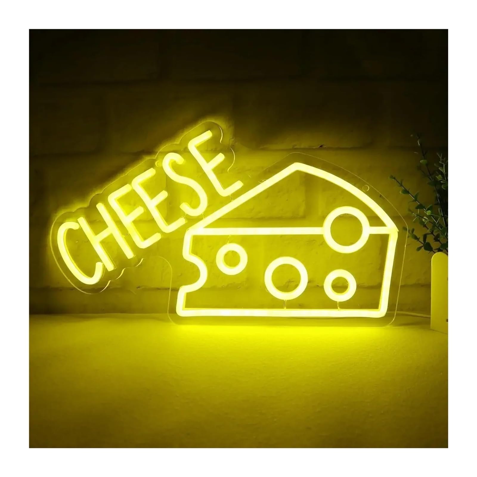 BYAMBD Home Bar Decor Cheese Neon Sign Wall Decor Light USB Dimmable Lamp Cheese Shops Restaurant for Display Windows Families 40.9x23.4cm