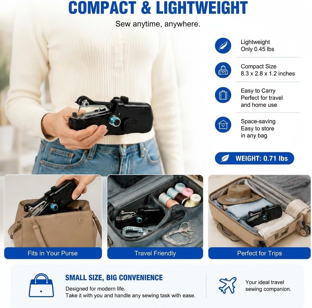 Portable Handheld Sewing Machine for Adults - Mini Hand Held Sewing machine
