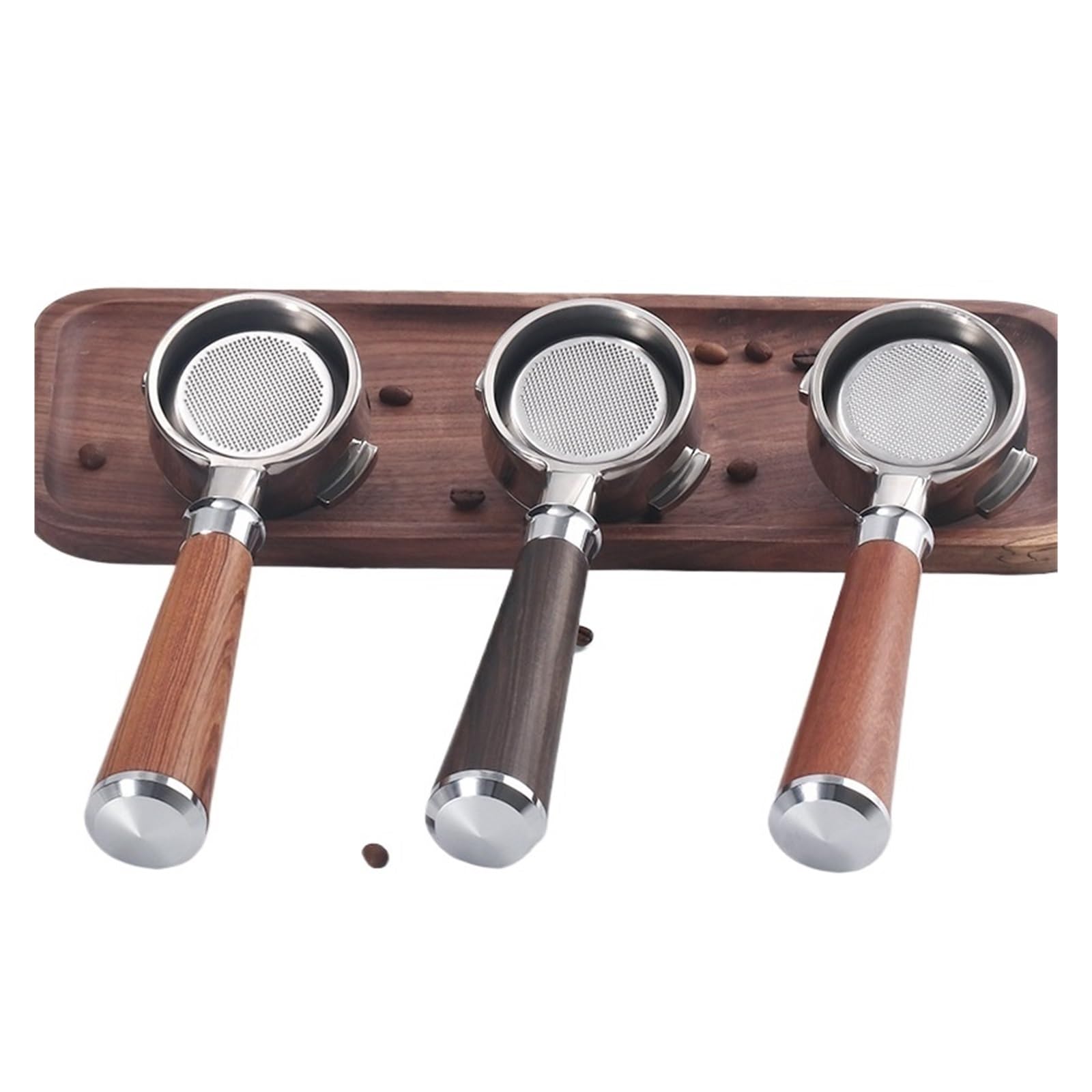 Compatible Con Nuova Simonelli, Cafetera Portafiltro Sin Fondo De Acero Inoxidable De 58 Mm Con Mango De Filtro De Café De Cesta De 2 Tazas De 58 Mm.(A Black Rosewood)