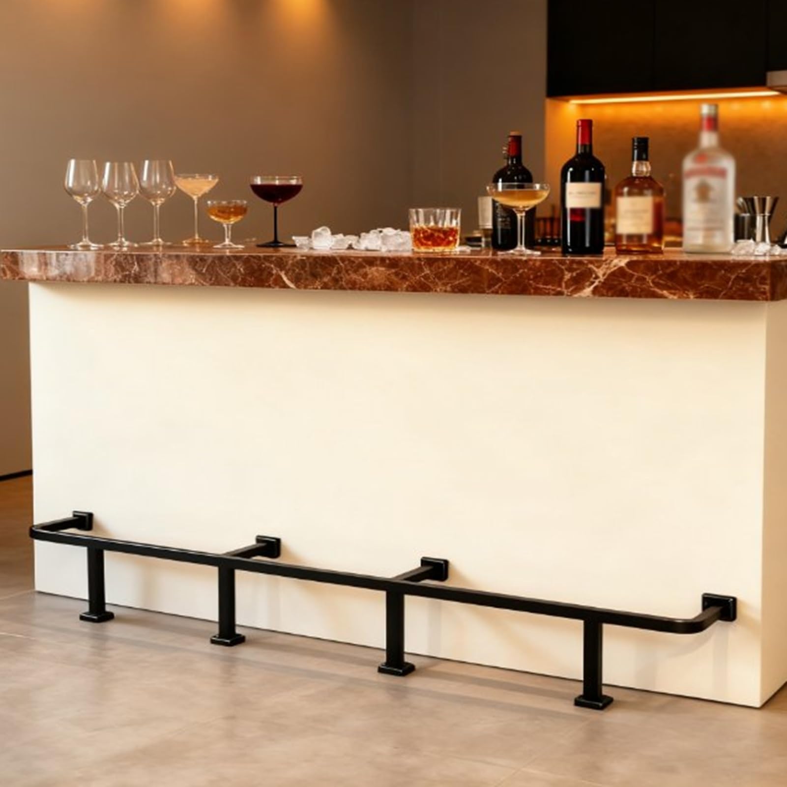 Zestaw de barandilla para bares y restaurant: barandilla pozioma negra con soportes de pared, tapas de extremo y conector interno - Solución de barandilla de 98,4 x 7,9 pulgadas para bares y restau