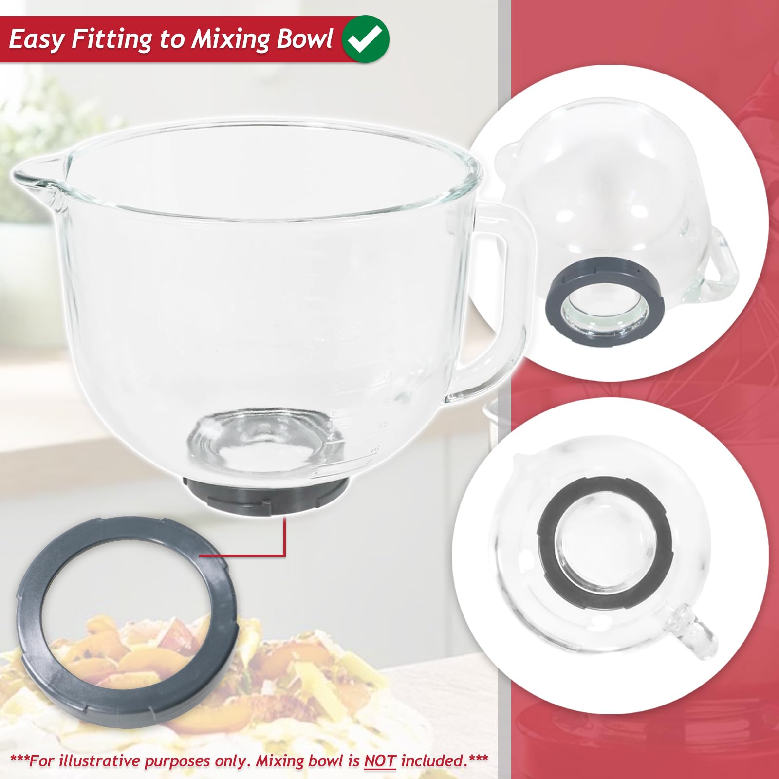 SPARES2GO Set di prese per ciotola + ghiere per Kenwood robot da cucina KMIX KMX75 KMX750 KMX754 KMX760 KMX761 KMX770 (4 alette)