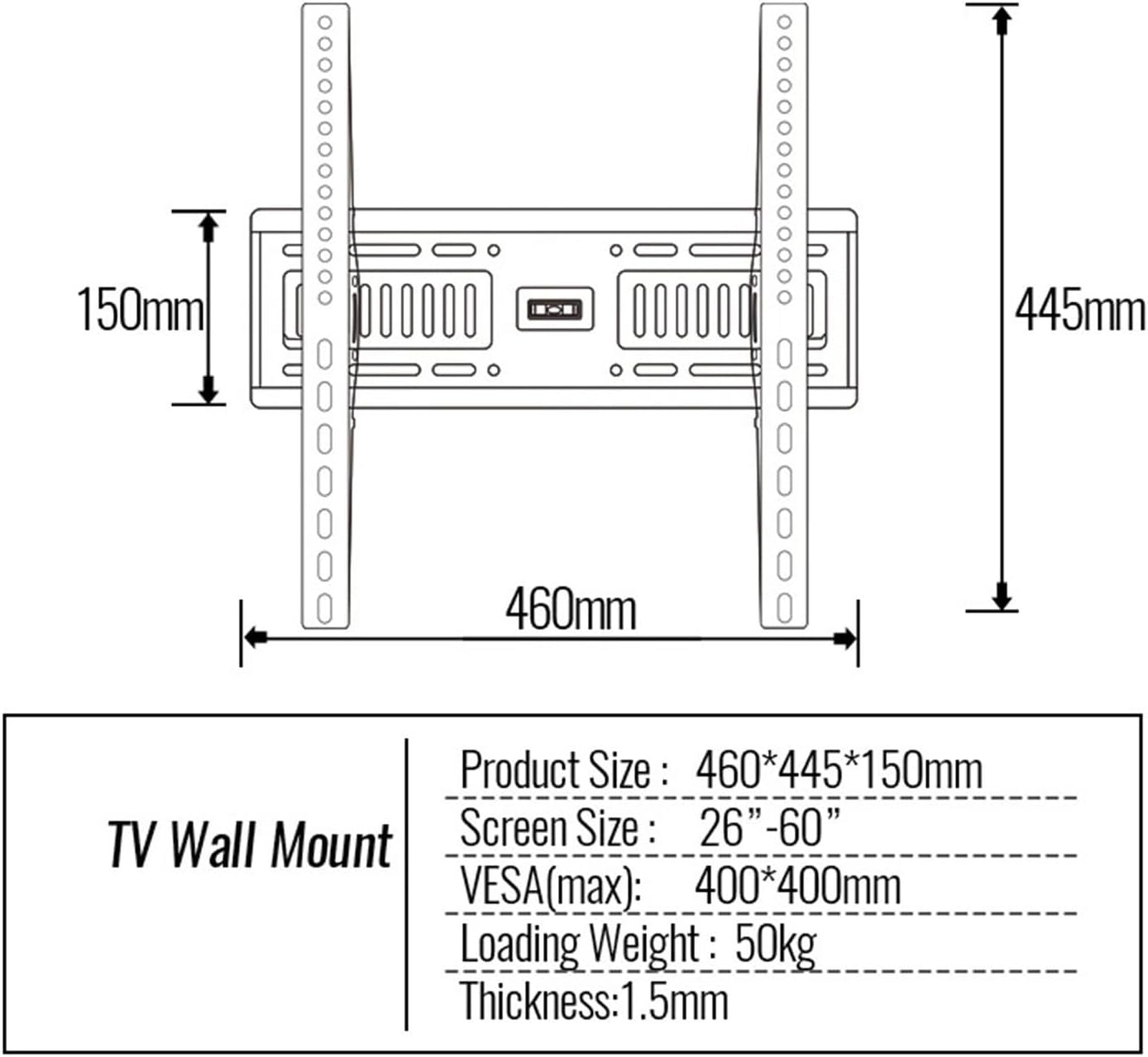 TV Mount Stand TV Wall Mount Bracket Tilt TV Mount Stand Adjustable Strengthen TV Support for 26''-60'' for Plasma/Curved TV