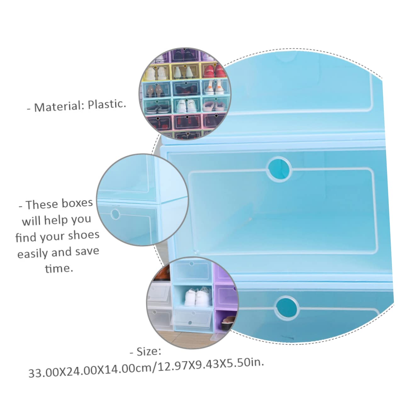 Ciieeo 6pcs Stackable Transparent Drawer Type Shoes Organizer Space Saving Container for Closet Entryway and Storage Cabinet Design with Reinforced Structure